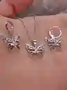 Juego Joyeria De Plata 925, Aretes Con Cadena Y Dije, Regalo Perfecto Jdp359