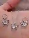 Juego Joyeria De Plata 925, Aretes Con Cadena Y Dije, Regalo Perfecto Jdp359