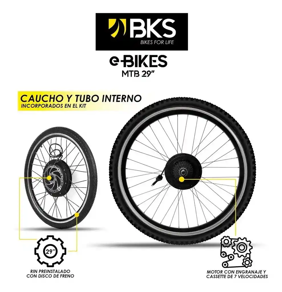 Convertidor Para Bicicleta Eléctrica Bks Mtb 29 48v 500w