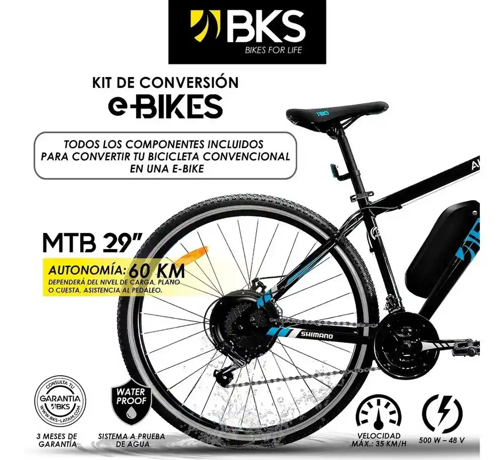 Convertidor Para Bicicleta Eléctrica Bks Mtb 29 48v 500w