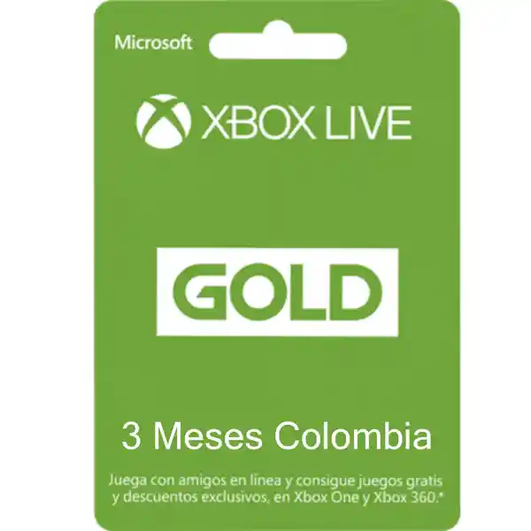 Xbox Live Gold 3 Meses Región Colombia