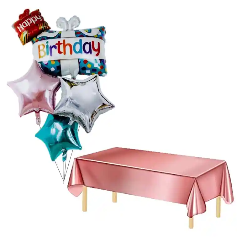 Kit Decoración Feliz Cumpleaños Oro Rosa Happy Birth Day