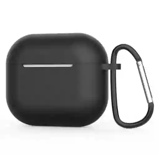 Protector Airpods 3 (tercera Generación) Con Gancho. Silicona Flexible. Color: Negro