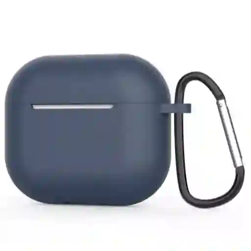 Protector Airpods 3 (tercera Generación) Con Gancho. Silicona Flexible. Color: Azul Oscuro