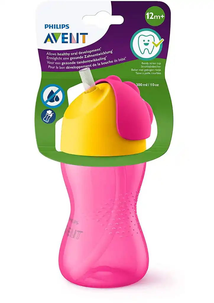 Avent Vaso Pitillotapa Giratoria Nuevo Modelo 10 Oz Rosado