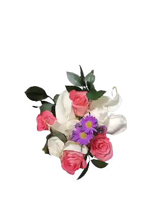Bouquet Cartuchos + Rosas Blancas Y Rosadas