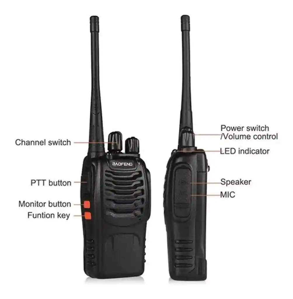 Radio Walkie Talkie Baofeng Bf-888s Uhf X4 Bateria 2800m Ah