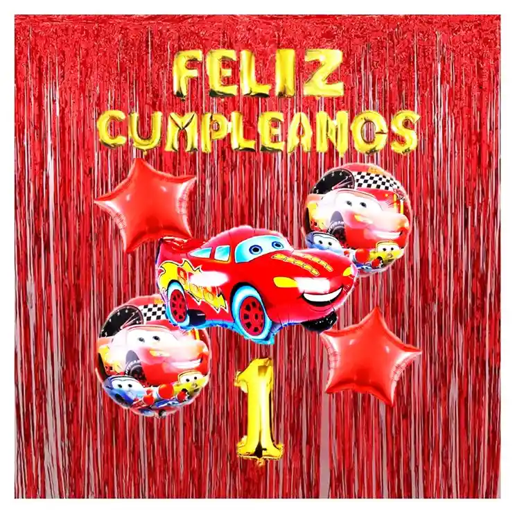 Globos Cars Rayox 5, 2cortina Metalizada, Numero Metalizado