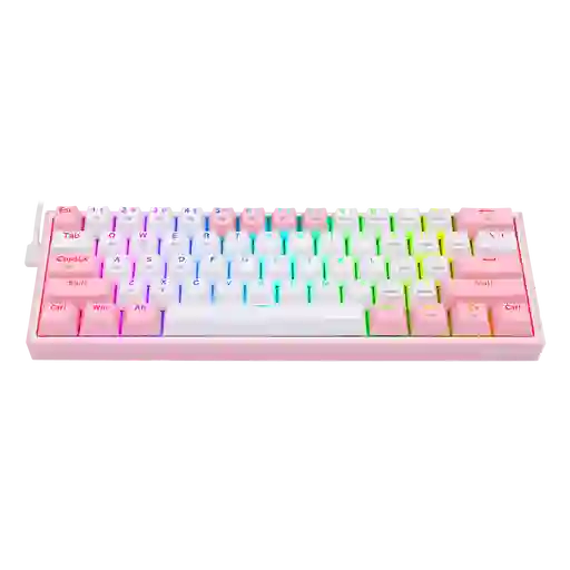 Teclado K616 Rgb Fizz Pro Mecánico Redragon Blanco-rosa