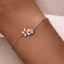 Pulsera Manilla Para Mujer Dije Flores Fabricada En Plata