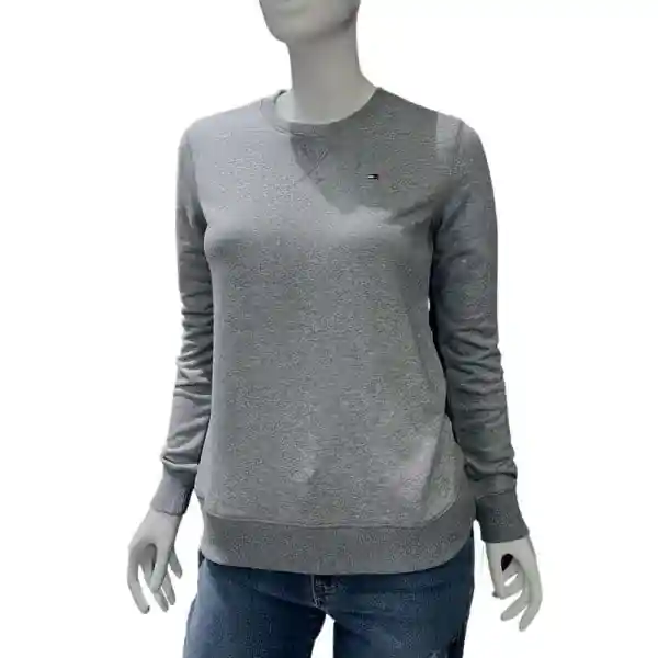 Tommy Hilfiger Talla S O M - Buzo Mujer Essential Stripe Cuff Top Grey Heather