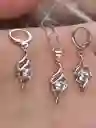 Juego Joyeria De Plata 925, Aretes Con Cadena Y Dije, Regalo Perfecto Jdp366