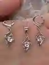 Juego Joyeria De Plata 925, Aretes Con Cadena Y Dije, Regalo Perfecto Jdp366