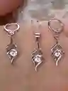 Juego Joyeria De Plata 925, Aretes Con Cadena Y Dije, Regalo Perfecto Jdp366