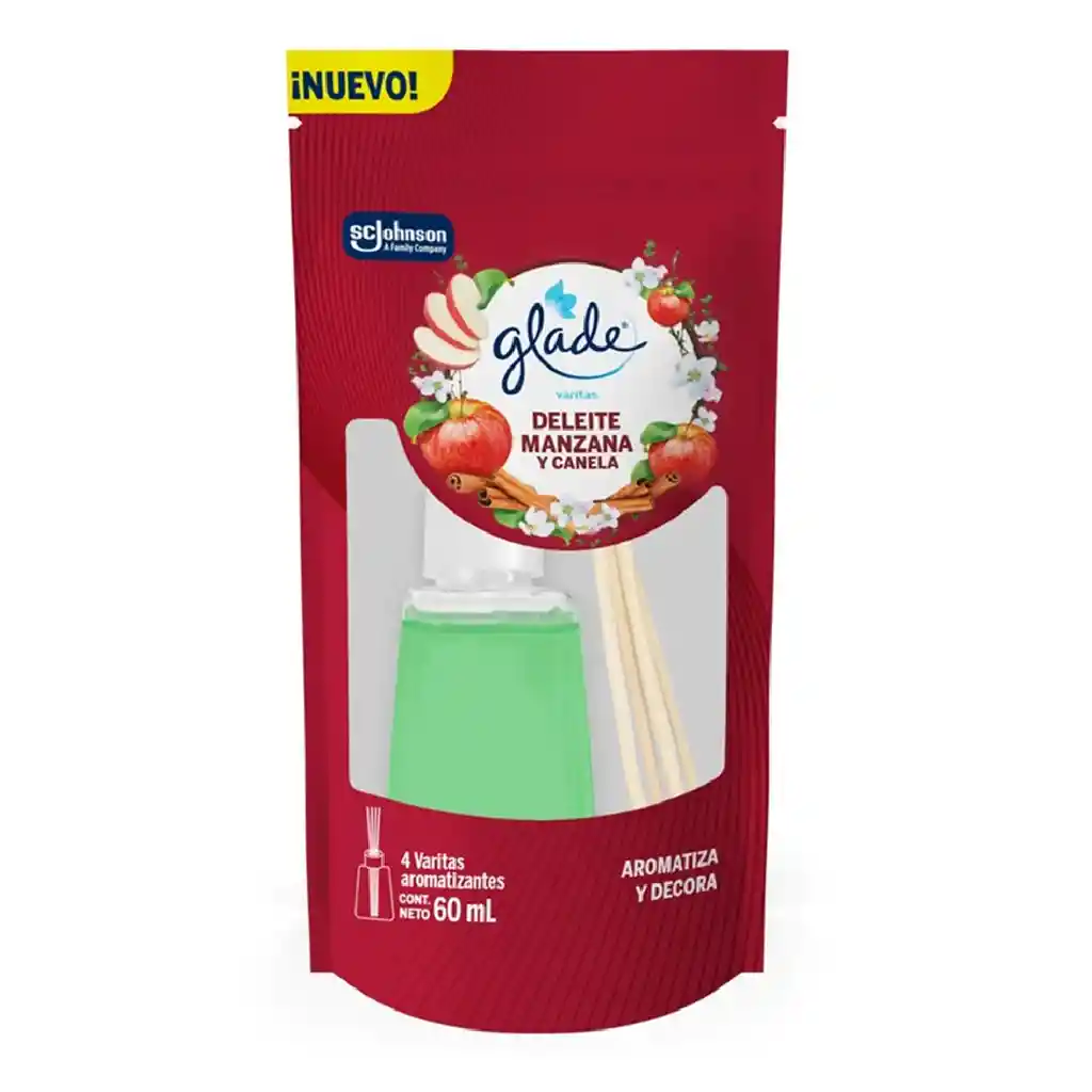 Glade Ambientador Varitas Deleite Manzana y Canela
