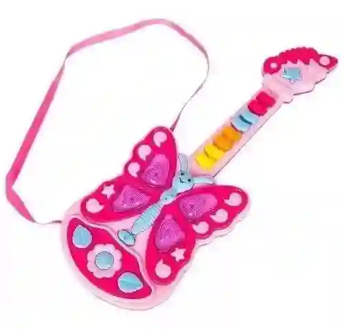 Guitarra Para Niñas Mariposa Rosada Niña Rock Juguete Música