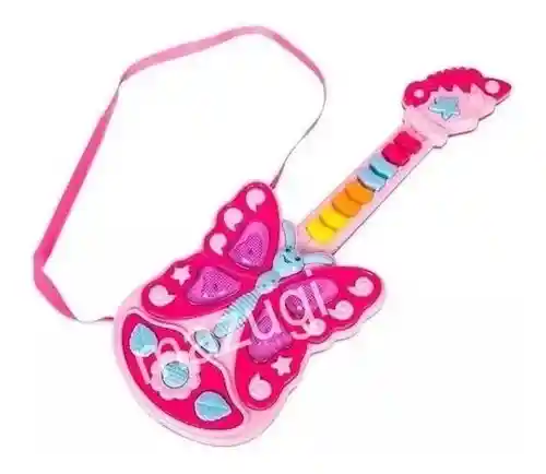 Guitarra Para Niñas Mariposa Rosada Niña Rock Juguete Música