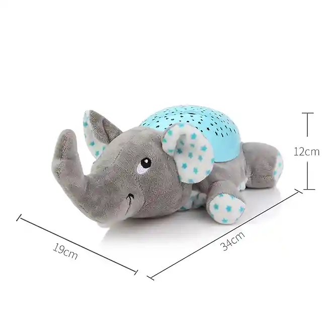 Lampara Para Niños Proyector Luz Elefante Estrellas Peluche