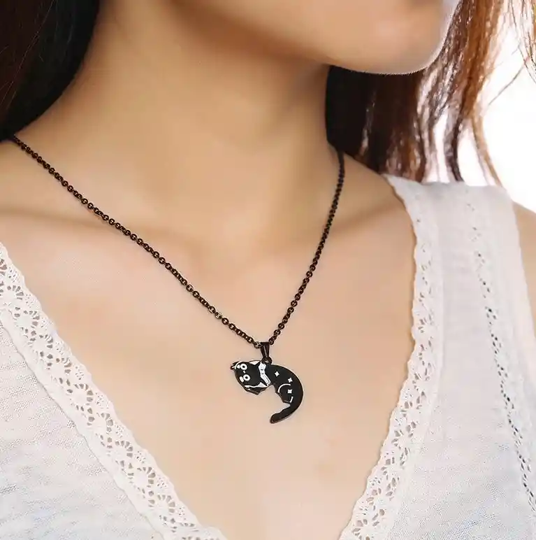 Collares Gatos Traviesos Acero Parejas Novios Amigos Collar Mujer Y Hombre