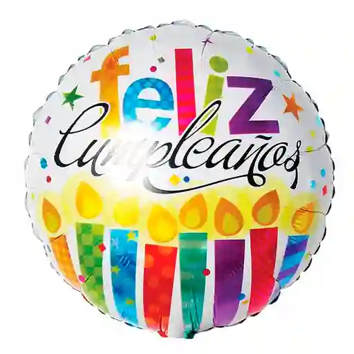Globo Circular Feliz Cumpleaños Velas De Colores