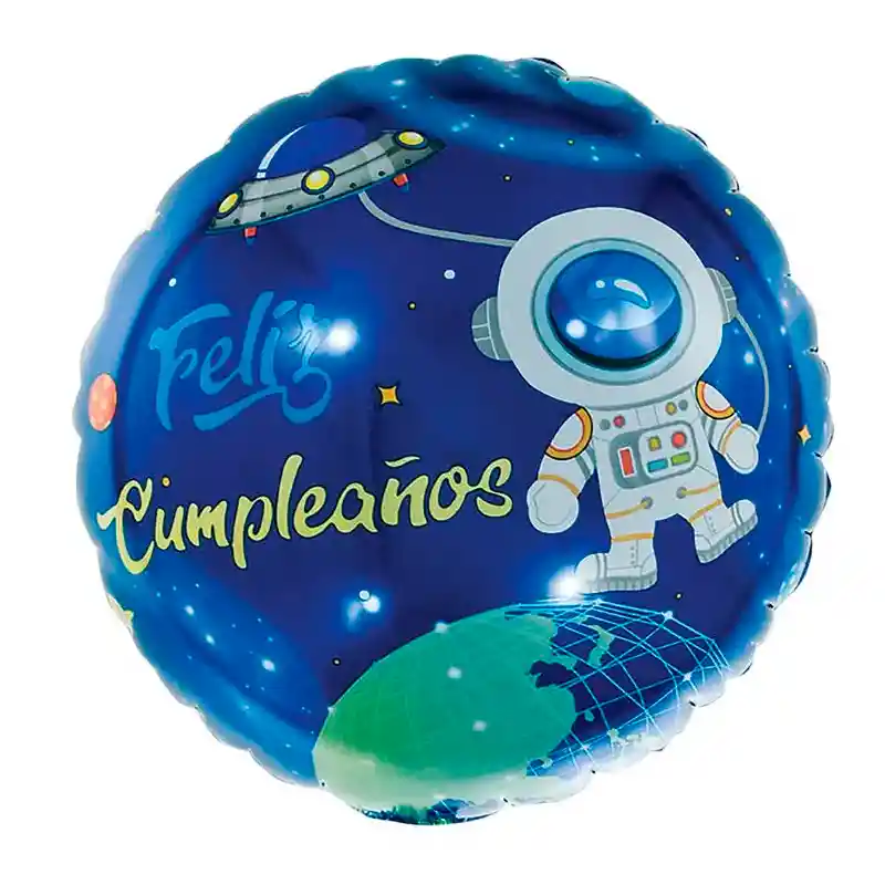 Globo Circular Astronauta Fondo Azul