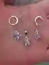 Juego Joyeria De Plata 925, Aretes Con Cadena Y Dije, Regalo Perfecto Jdp367