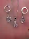 Juego Joyeria De Plata 925, Aretes Con Cadena Y Dije, Regalo Perfecto Jdp367