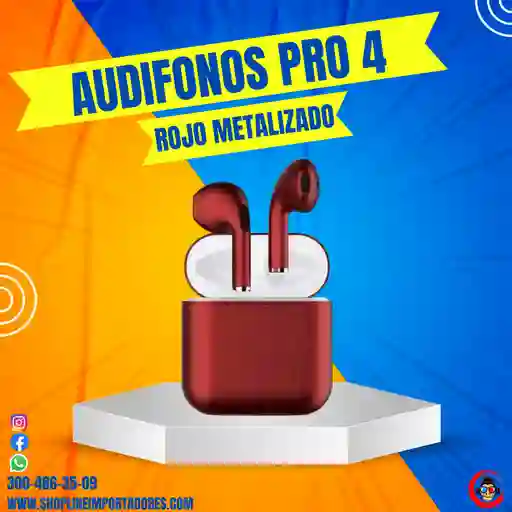 Audifonos Inalambricos Pro 4 Rojos Metalizados