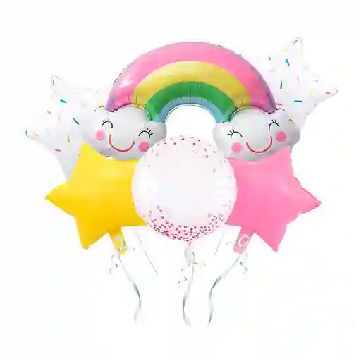 Kit Globos Arcoiris Y Estrellas Niña 8 Und