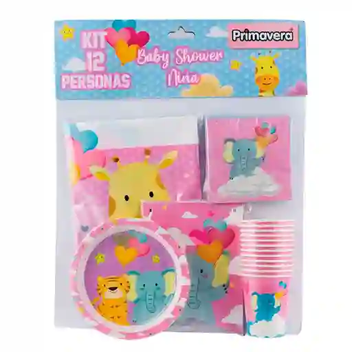 Kit De Fiesta Para Baby Shower Animales De La Selva 12 Personas