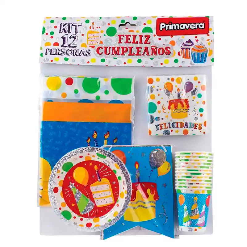 Kit De Fiesta Multicolor 12 Personas