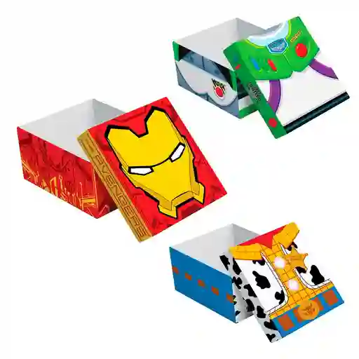 Caja De Regalo Bandeja Y Tapa Tamaño M Super Heroes O Toy Story