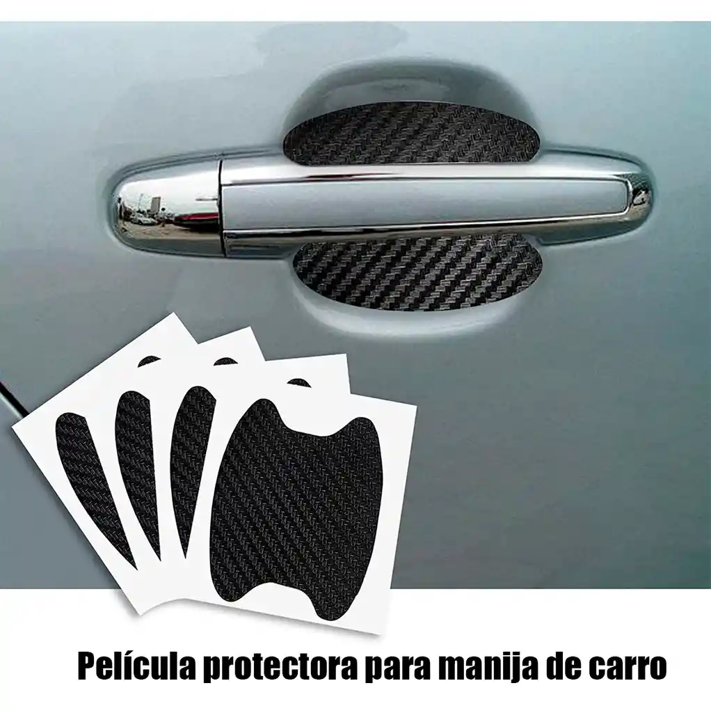 Sticker X4 Anti Arañazos Color Negro Para Manija Puerta De Carro