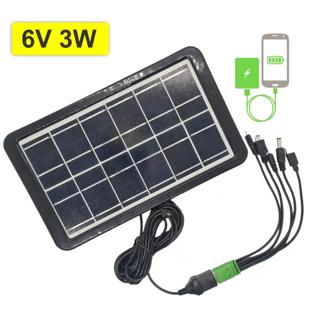 Panel Solar Portátil 6v 3w Cable Usb Cargador Celular Cl-630