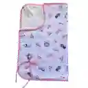 Cambiador Bebé Sencillo Borde Rosa Con Animalitos Y Palmeras Rosa