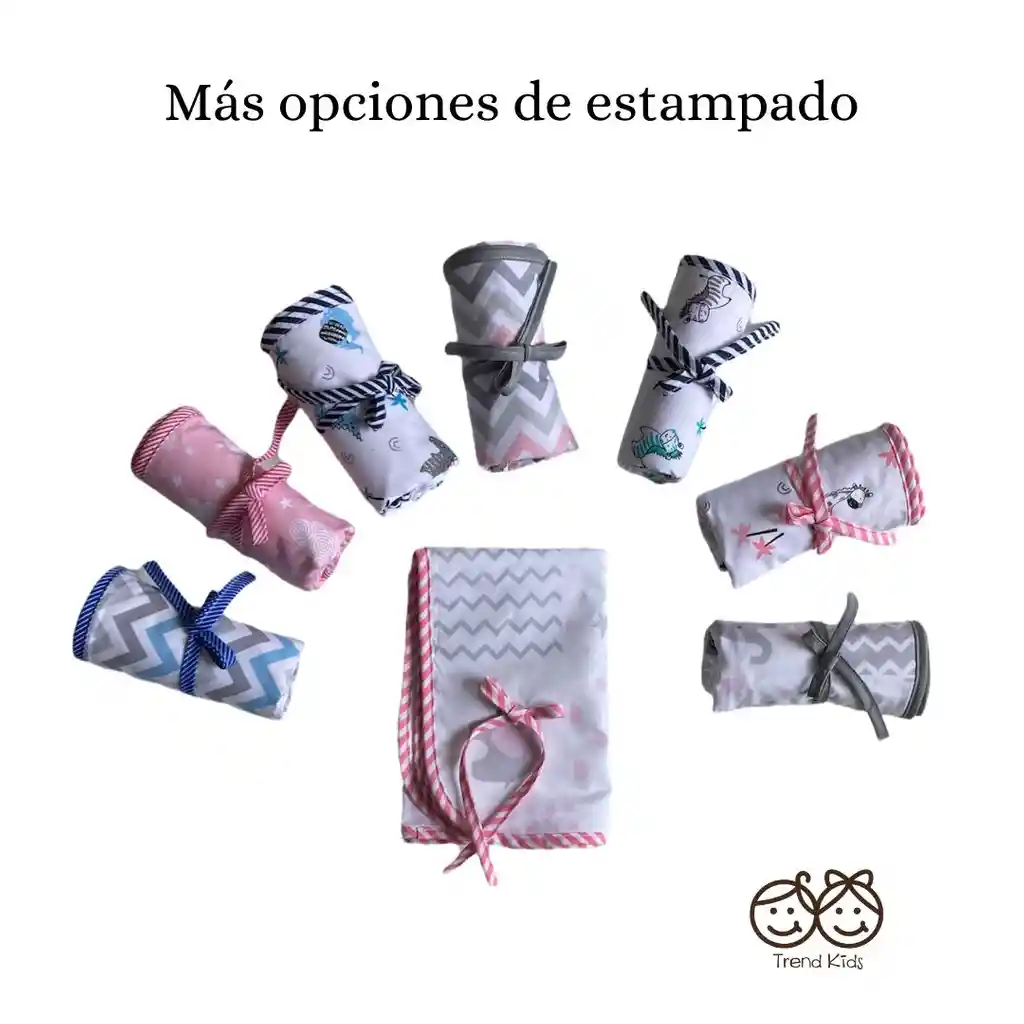 Cambiador Bebé Sencillo Borde Rosa Con Animalitos Y Palmeras Rosa