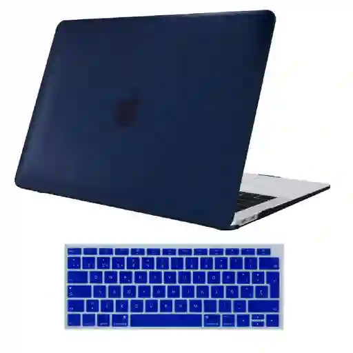 Carcasa Antideslizante + Teclado Español Macbook Nuevo Air 13 2018 A 2020 - Azul Oscuro