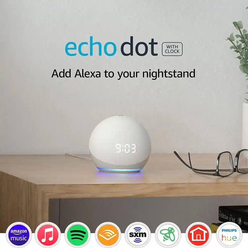 Amazon Echo Dot 4 Gen Con Reloj Y Asistente Virtual Alexa - Blanco