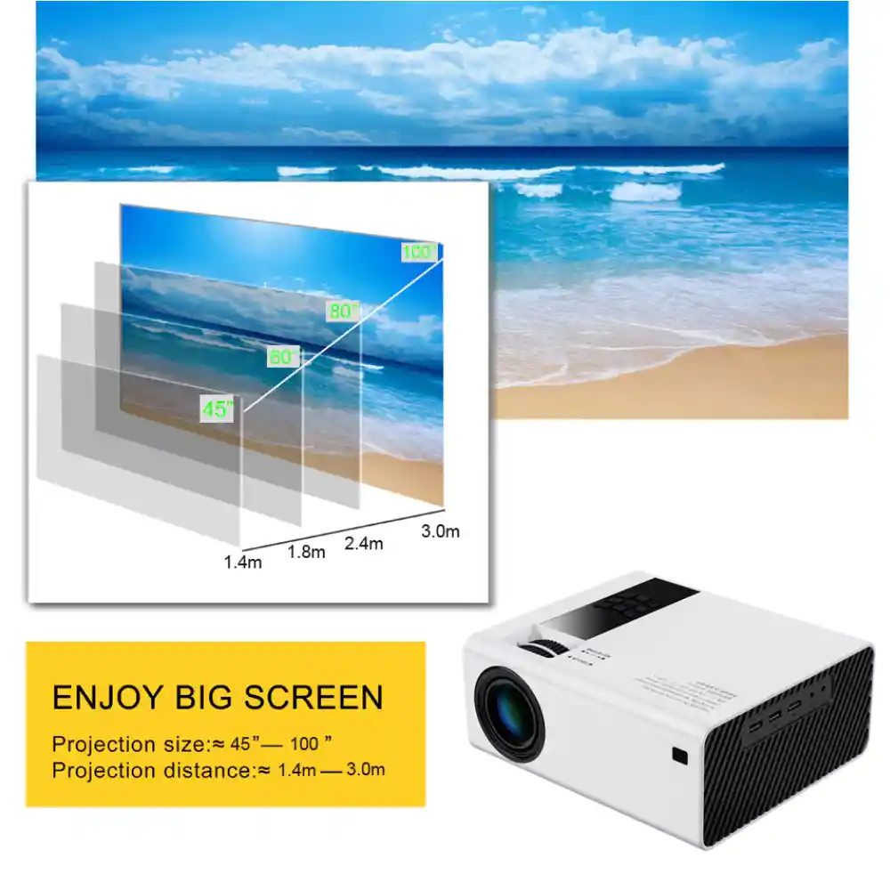 Proyector Led Video Beam 2000lm Hd 1080p Wifi Castscreen Y6