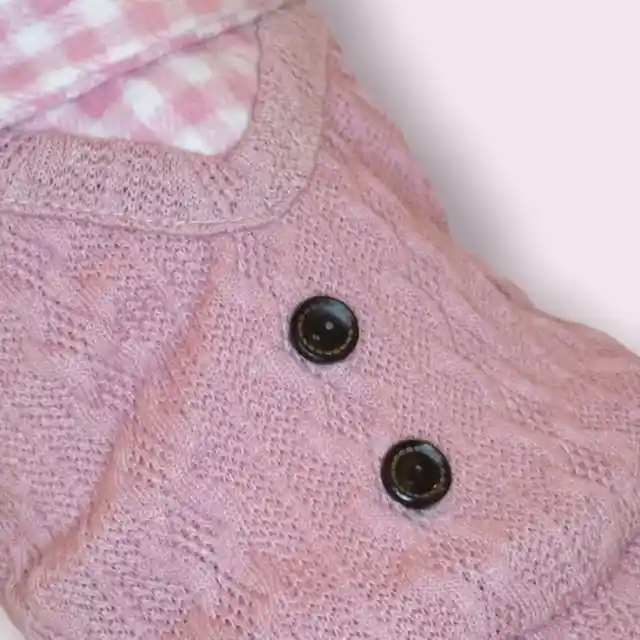 Ropa Para Perro O Gato Saco Sweater Tejido De Botones Rosa