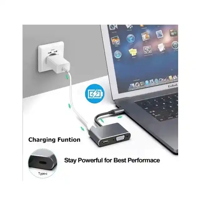 Adaptador Hub Tipo C 4 En 1 A Hdmi 4k, Vga, Usb 3.0, Usb C