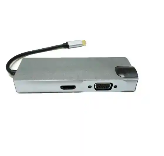 Convertidor Hub Tipo C A Hdmi 8 En 1 Lan+tipo C+sd+usb*2+vga