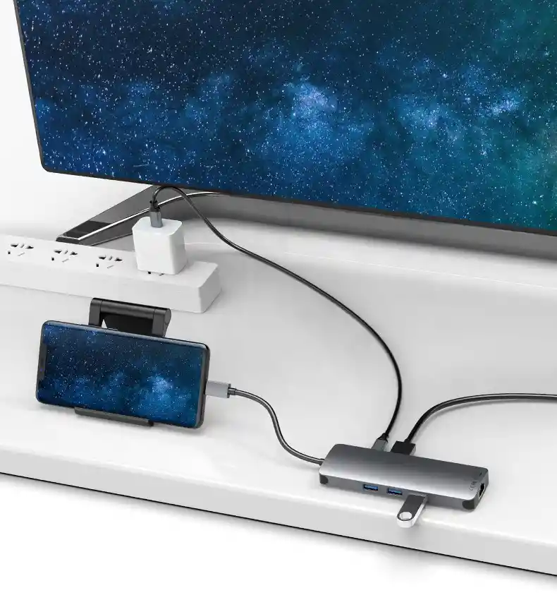Adaptador Hub Tipo C 9 En 1 A Hdmi + Lan+usb 3.0*3+usb C+sd