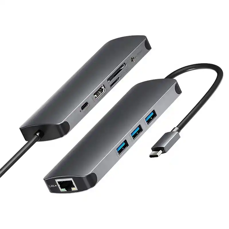 Adaptador Hub Tipo C 9 En 1 A Hdmi + Lan+usb 3.0*3+usb C+sd
