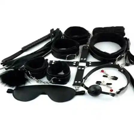 Kit Sadomasoquista Bdsm Bondage Sado Sadomasoquismo Black