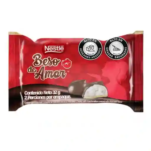 Galleta masmelo BESO DE AMOR cubierta sabor chocolate x 32g