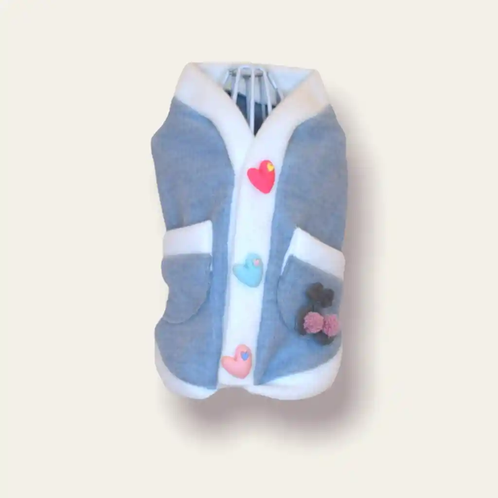 Ropa Para Perro O Gato Saco Sweater Azul Con Borde Blanco