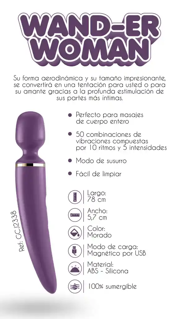 Masajeador Wand-er Woman-purple/gold Recargable Satisfyer.