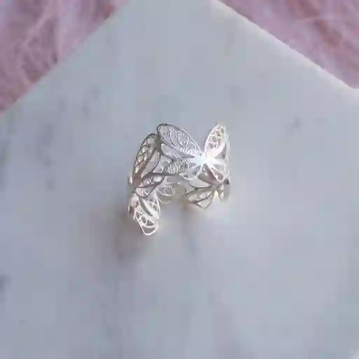 Anillo Juntas Mariposas En Filigrana Plateados