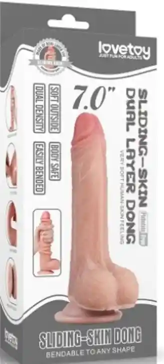 Consolador Lovetoy 17.5 Cm Deslizante Doble Capa De Piel.